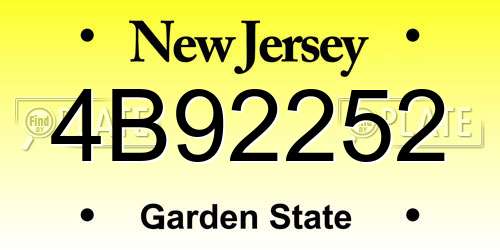 4B92252 New Jersey License Plate