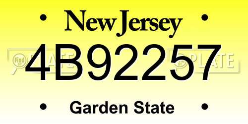 4B92257 New Jersey License Plate