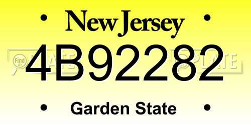 4B92282 New Jersey License Plate