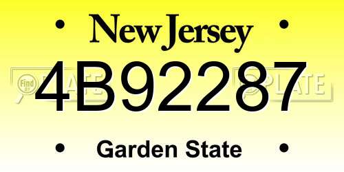 4B92287 New Jersey License Plate