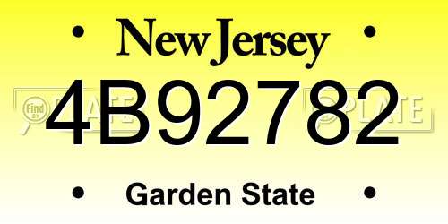 4B92782 New Jersey License Plate