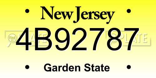 4B92787 New Jersey License Plate