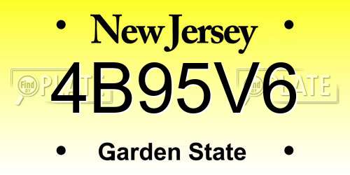 4B95V6 New Jersey License Plate