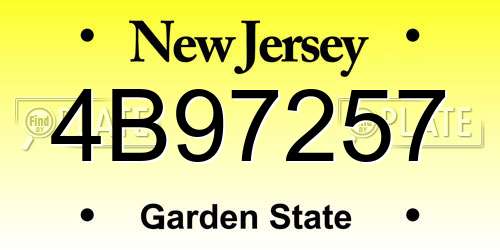 4B97257 New Jersey License Plate