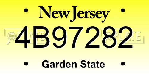4B97282 New Jersey License Plate