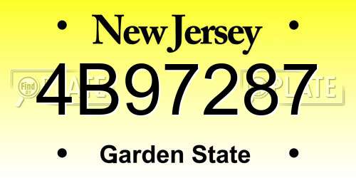 4B97287 New Jersey License Plate