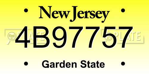 4B97757 New Jersey License Plate