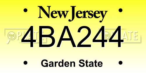 4BA244 New Jersey License Plate