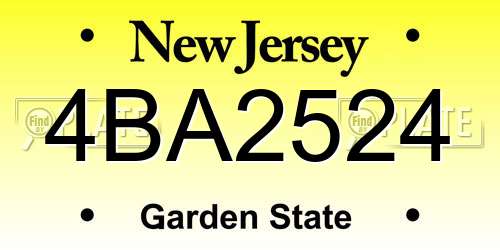 4BA2524 New Jersey License Plate