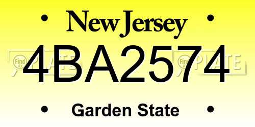 4BA2574 New Jersey License Plate