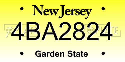 4BA2824 New Jersey License Plate