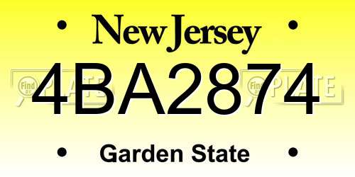 4BA2874 New Jersey License Plate