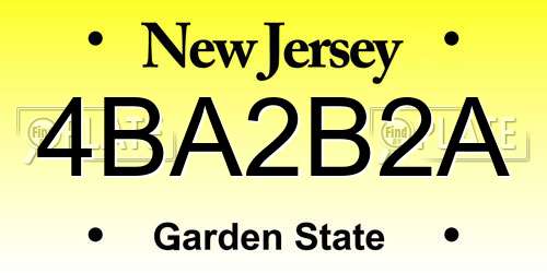 4BA2B2A New Jersey License Plate