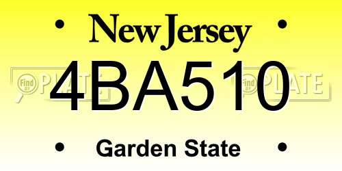 4BA510 New Jersey License Plate