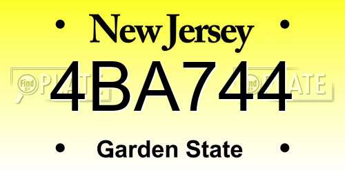 4BA744 New Jersey License Plate