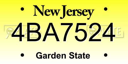 4BA7524 New Jersey License Plate