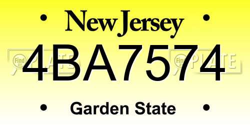4BA7574 New Jersey License Plate