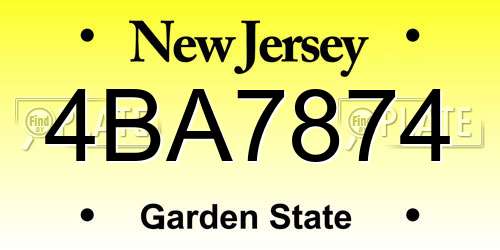 4BA7874 New Jersey License Plate