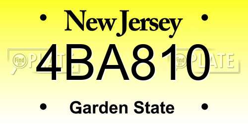 4BA810 New Jersey License Plate