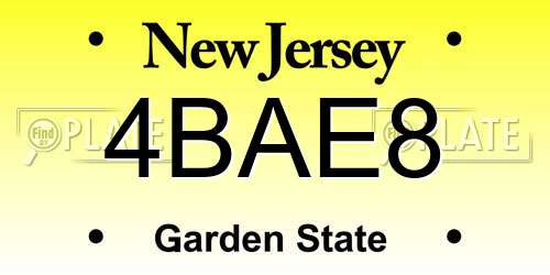 4BAE8 New Jersey License Plate