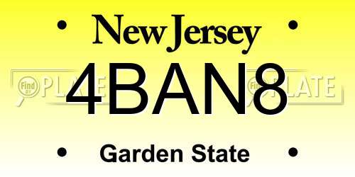 4BAN8 New Jersey License Plate