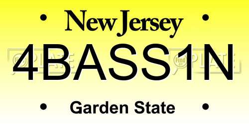 4BASS1N New Jersey License Plate