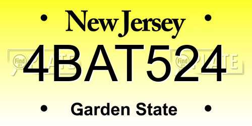 4BAT524 New Jersey License Plate