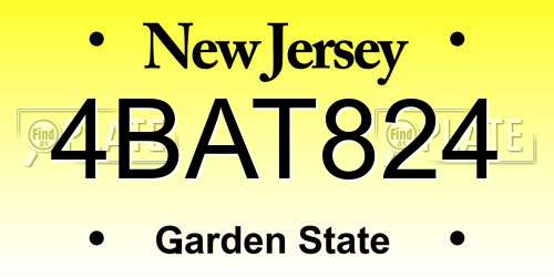 4BAT824 New Jersey License Plate