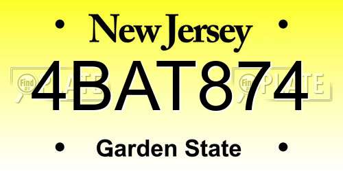 4BAT874 New Jersey License Plate