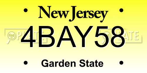 4BAY58 New Jersey License Plate
