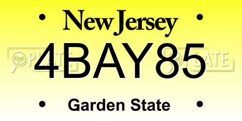4BAY85 New Jersey License Plate