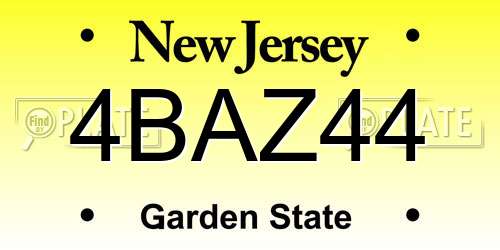 4BAZ44 New Jersey License Plate