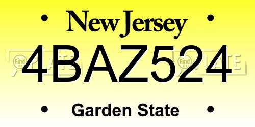 4BAZ524 New Jersey License Plate