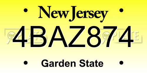 4BAZ874 New Jersey License Plate