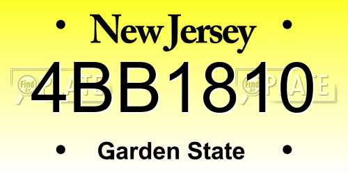 4BB1810 New Jersey License Plate