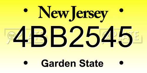 4BB2545 New Jersey License Plate