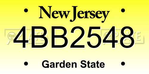 4BB2548 New Jersey License Plate
