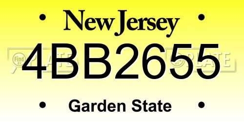4BB2655 New Jersey License Plate
