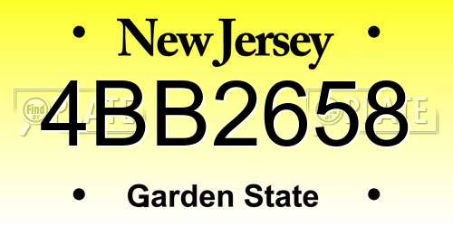 4BB2658 New Jersey License Plate