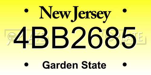 4BB2685 New Jersey License Plate