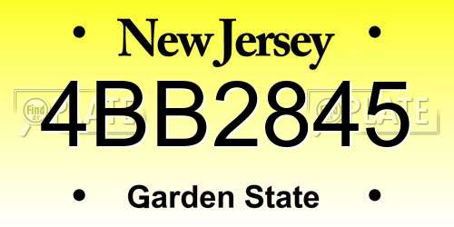 4BB2845 New Jersey License Plate