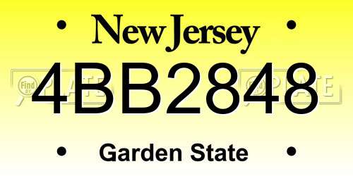 4BB2848 New Jersey License Plate