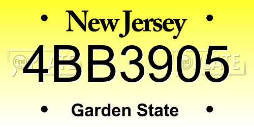 4BB3905 New Jersey License Plate