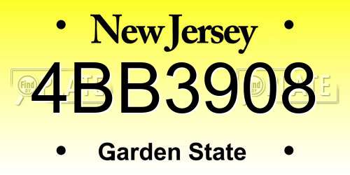4BB3908 New Jersey License Plate