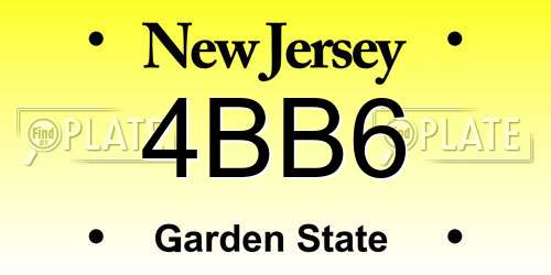 4BB6 New Jersey License Plate