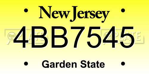 4BB7545 New Jersey License Plate