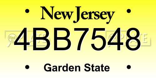 4BB7548 New Jersey License Plate