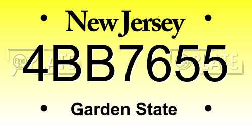 4BB7655 New Jersey License Plate