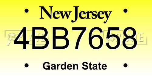 4BB7658 New Jersey License Plate