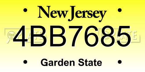 4BB7685 New Jersey License Plate